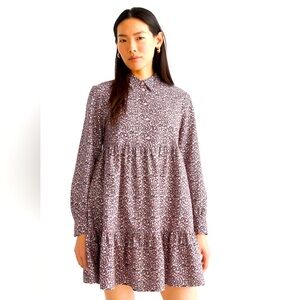 & Other Stories Voluminous Mini Shirt BabyDoll Corduroy Micro Floral Dress 4